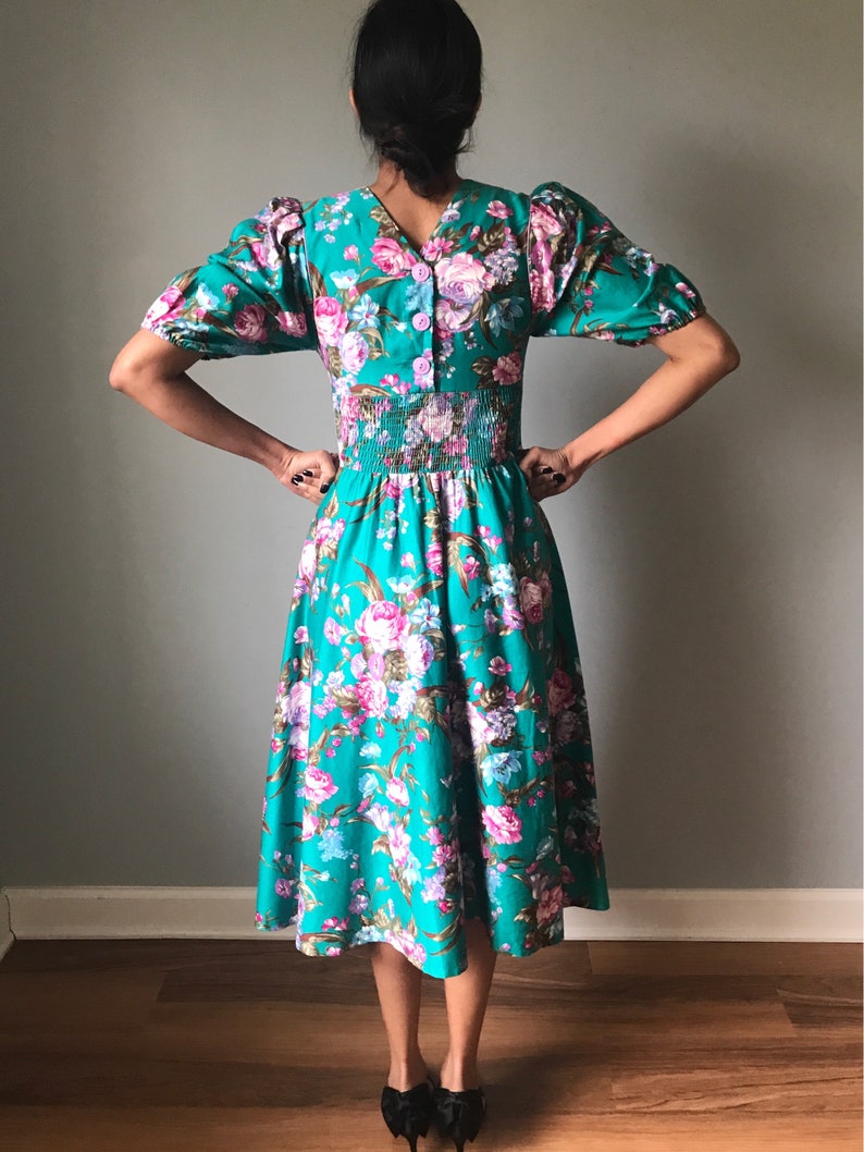 Vintage 80s Does 50s Floral Fit & Flare Dress image 8