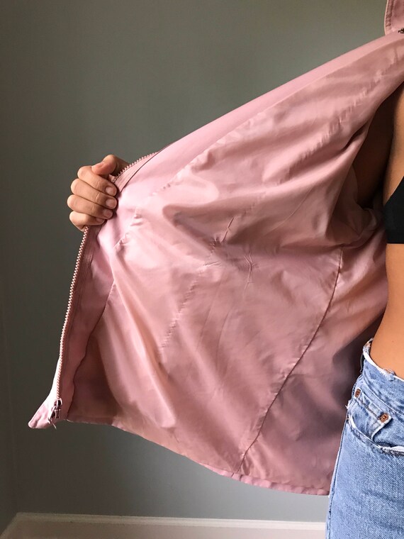 Vintage 80s Dusty Rose Windbreaker Jacket w/ Nett… - image 9