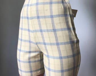 Vintage 60-tals gula rutiga Jamaica-shorts 2 par