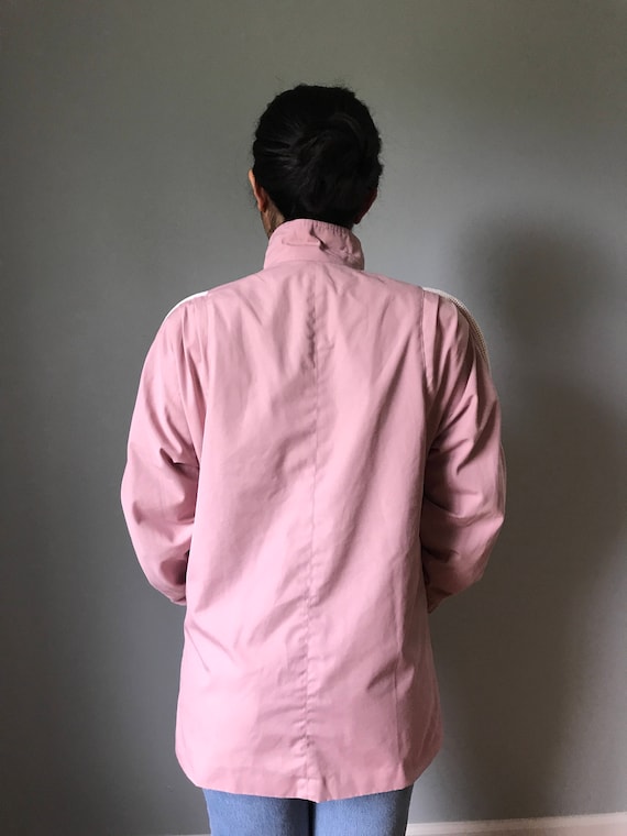 Vintage 80s Dusty Rose Windbreaker Jacket w/ Nett… - image 8