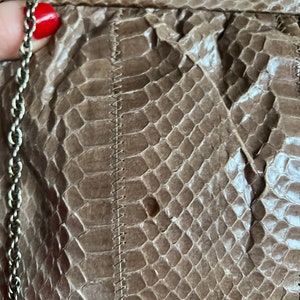 Vintage 70s Authentic Snakeskin Clutch w/ Metal Chain image 6