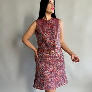 Vintage 60s Parisian Mod Brocade Vest & Skirt Suit Set image 2