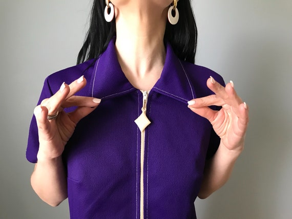 Vintage 60s Purple Scooter Dress w/ Diamond Zip - image 9