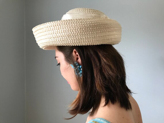 Vintage 60s Full Brim Straw Breton Hat - image 2