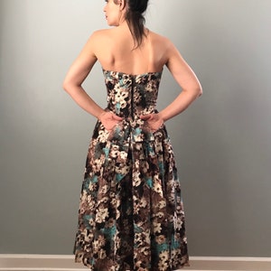 Vintage 50s Silk Strapless Floral Print Fit and Flare image 7