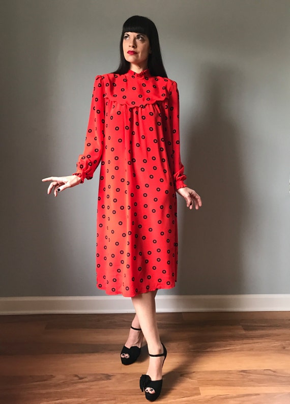 Vintage 80s Red Babydoll Dress