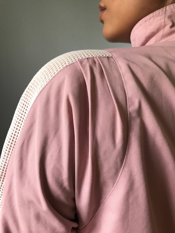 Vintage 80s Dusty Rose Windbreaker Jacket w/ Nett… - image 7