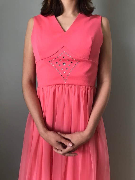 Vintage 70s Pink Prom Formal Dress - image 2