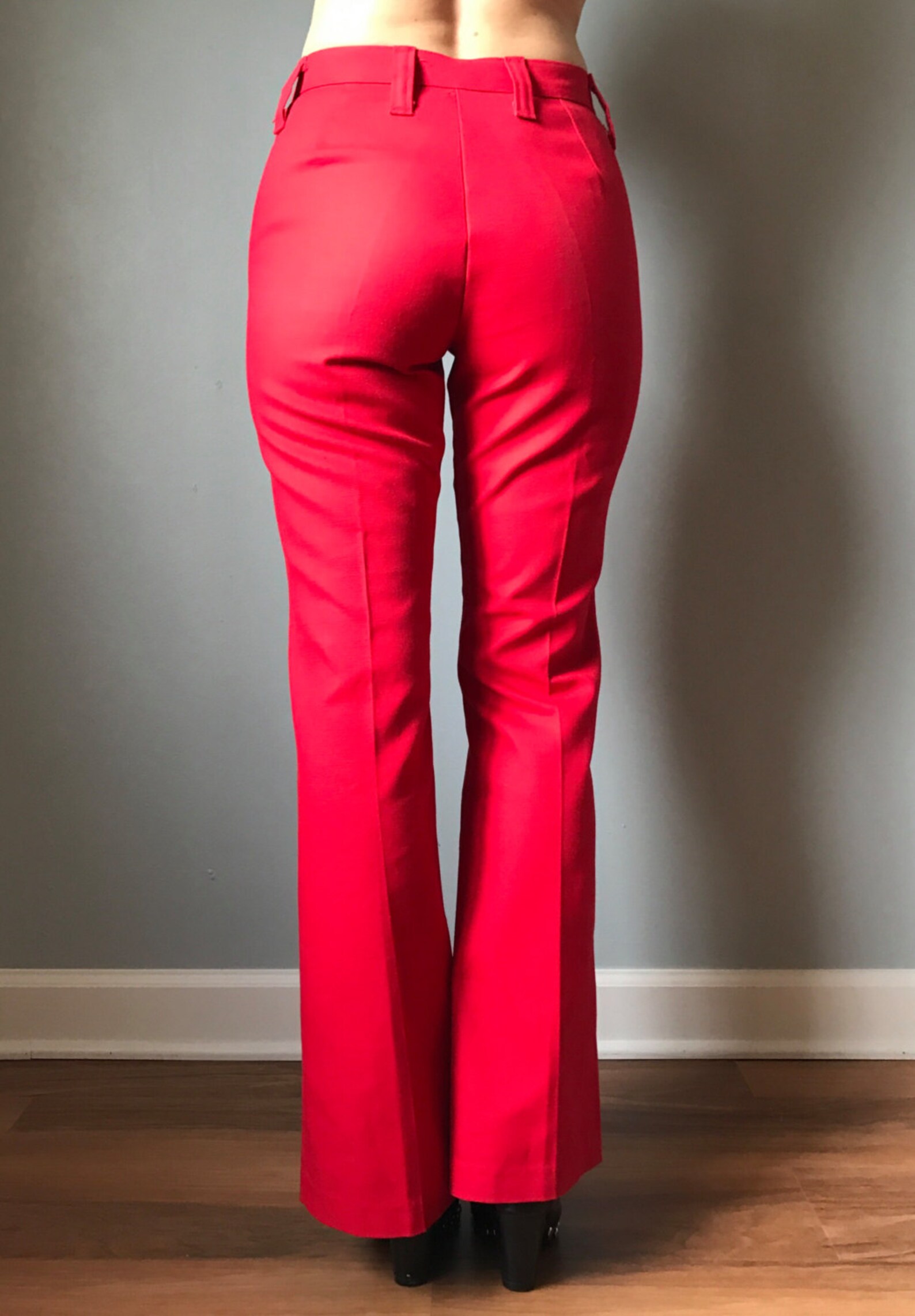 Vintage 70s High Waist Red Pants | Etsy