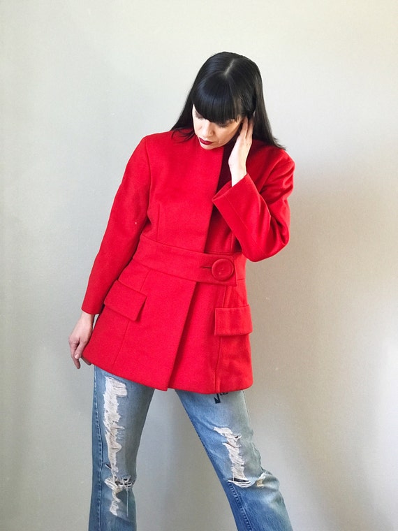 Vintage 60s Pauline Trigère Red Wool Coat