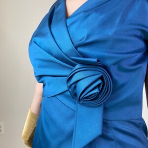 Vintage 50s Blue Satin Wiggle Dress image 5