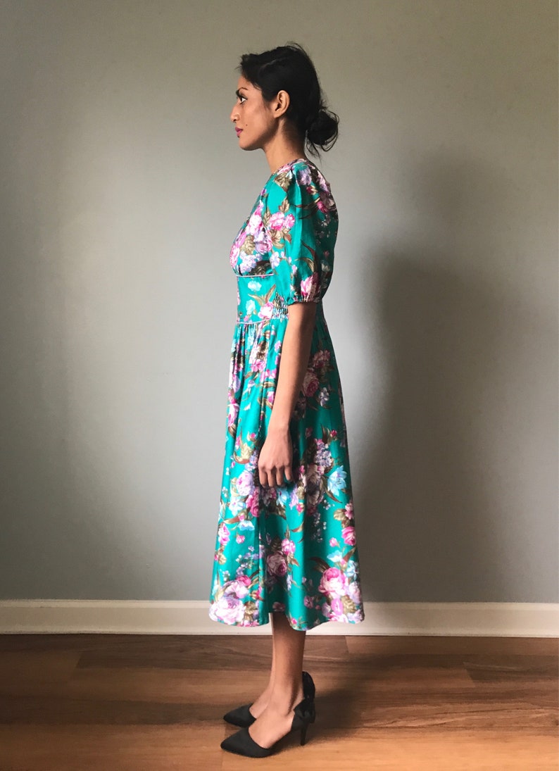 Vintage 80s Does 50s Floral Fit & Flare Dress image 7