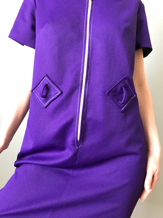 Vintage 60s Purple Scooter Dress w/ Diamond Zip - image 7
