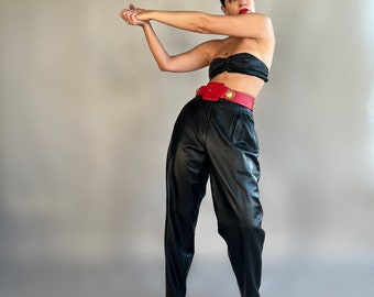 Vintage 90s Buttersoft Leather Pleat Pants