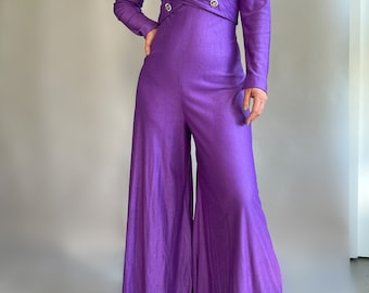 ヴィンテージ　70'sサイケデリックベルボトム 70s 総柄 サイケデリック フレアパンツ ベルボトム Y2K Cyber