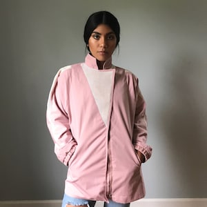 Vintage 80s Dusty Rose Windbreaker Jacket w/ Netting