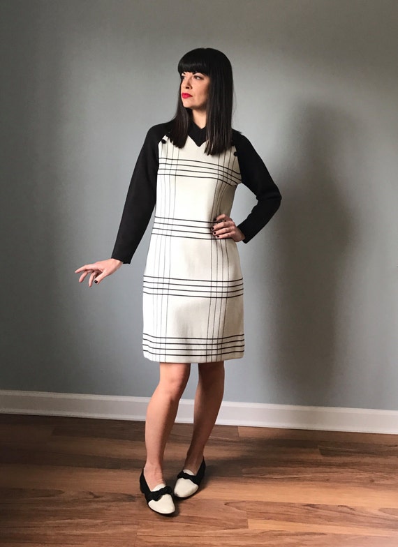 Vintage 60s Two Tone Mod Sweater Dress