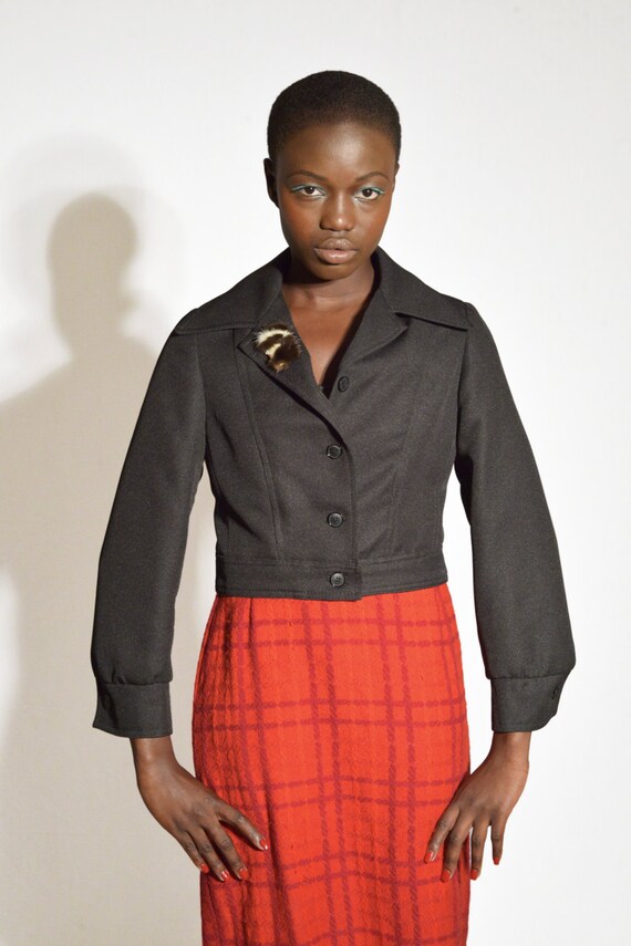 Vintage 50s Cropped Black Jacket - image 2