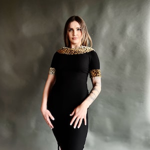 Vintage Style Siren Wiggle Dress w/ Leopard
