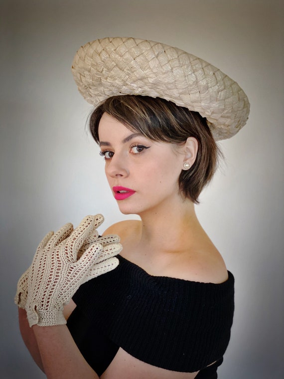 Vintage Ivory Straw Breton Hat - image 2