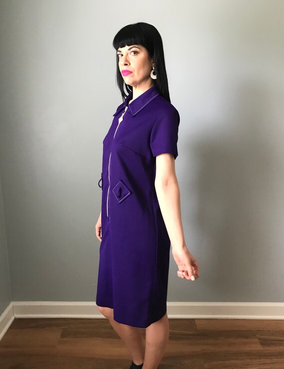 Vintage 60s Purple Scooter Dress w/ Diamond Zip - image 4