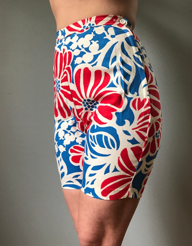 Vintage 60s Flower Jamaica Shorts image 1