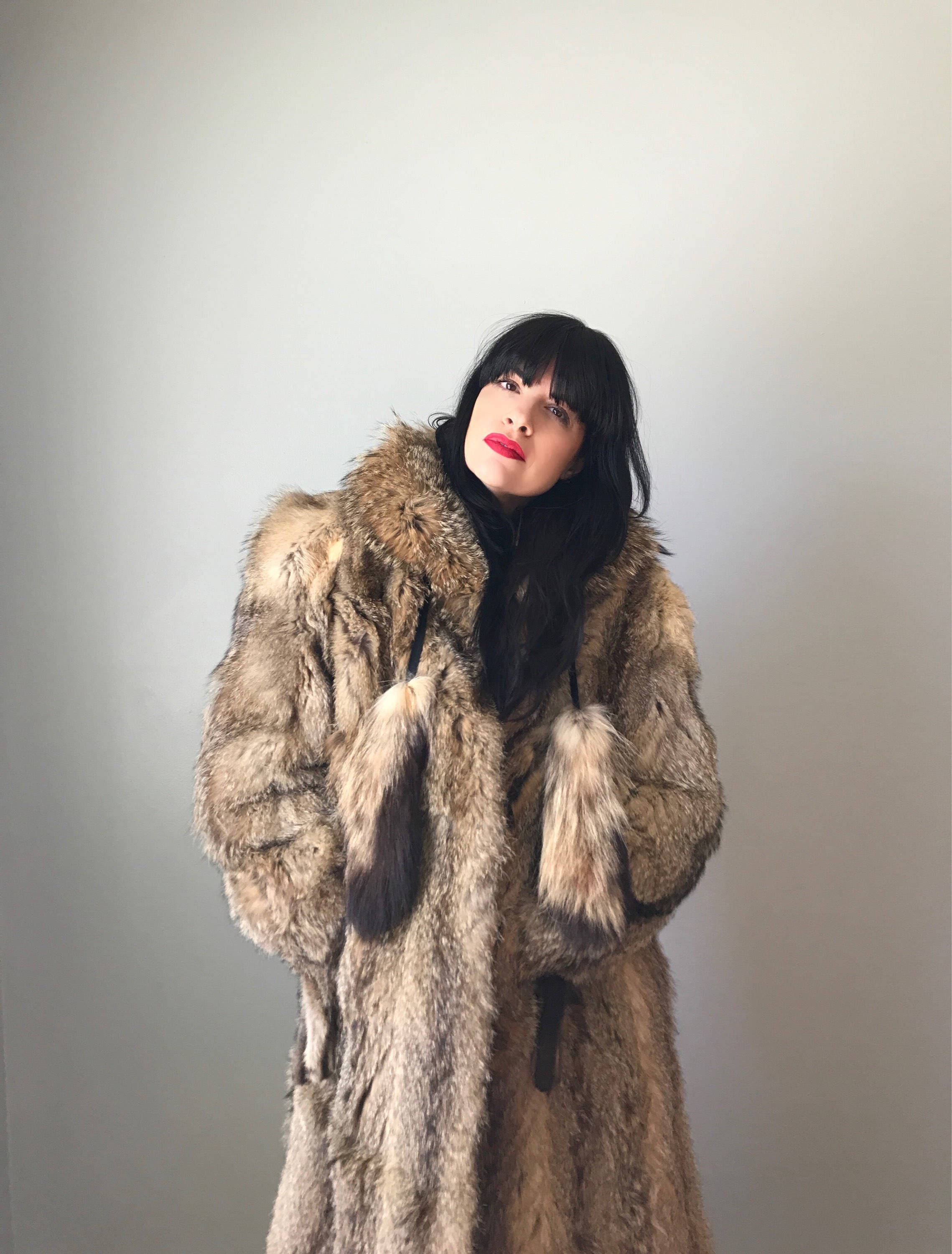 Vintage 70s Full Length Coyote Coat W/ Tassels - Etsy