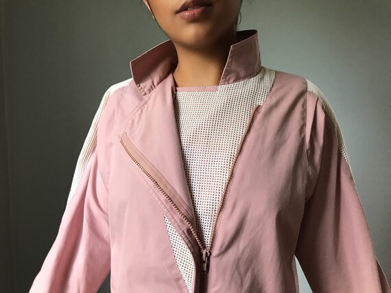 Vintage 80s Dusty Rose Windbreaker Jacket w/ Nett… - image 6