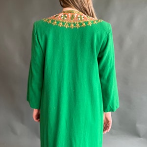 Vintage 40s Embellished Kelly Green Wool Dress Coat image 6