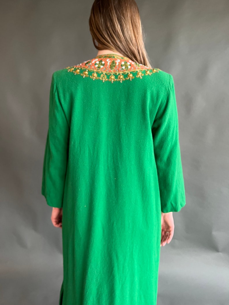 Vintage 40s Embellished Kelly Green Wool Dress Coat image 6