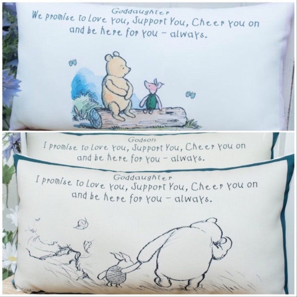 Goddaughter Godson I/We Promise Winnie the Pooh Cushion