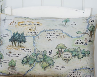 Winnie the Pooh Map Complete Pillow or Fabric Hundred Acre Wood Classic Pillow classic Pooh Nursery or Winnie the Pooh gift