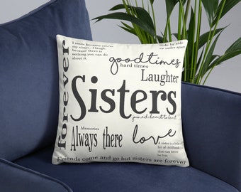 Sisters Gift Pillow Complete Quote Word Pillow Cushion - Etsy