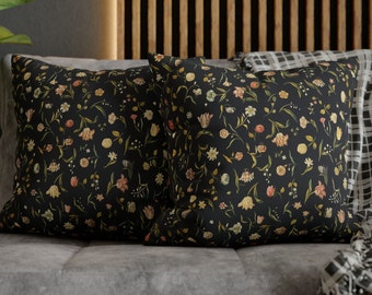 Velvet Floral Black Cushion