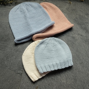 Basics Beanie Hat Knitting Pattern - Easy Knit - knit flat or in the round - Babies & Toddlers