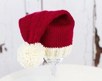 Santa Hat - Baby + Child Sizes - Knitting Pattern/DIY Instructions - easy knit, knit flat or in the round - pdf instant download