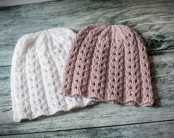 Knitting Pattern/DIY Instructions -Pretty Rib Baby Beanie Hat
