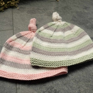 Knot Top Beanie Hat | Newborn to Age 5  | Easy Knit | Knitting Pattern/DIY Instructions | English