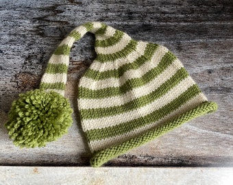 Stripey Stocking Hat Knitting Pattern - Baby + Child Sizes - Easy Knit - PDF Instant Download