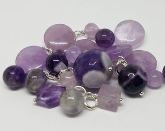 Tiny Silver Wrapped Amethyst Add A Charm - February Birthstone
