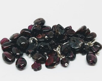 Tiny Garnet Charms - Wrapped in Sterling Silver - January Birthstone