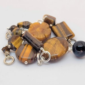 Sterling Silver Wrapped Tiger&#39;s Eye Charm