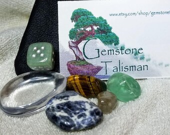 Good Luck For Students - Polished Gemstones in a Natural Leather Pouch