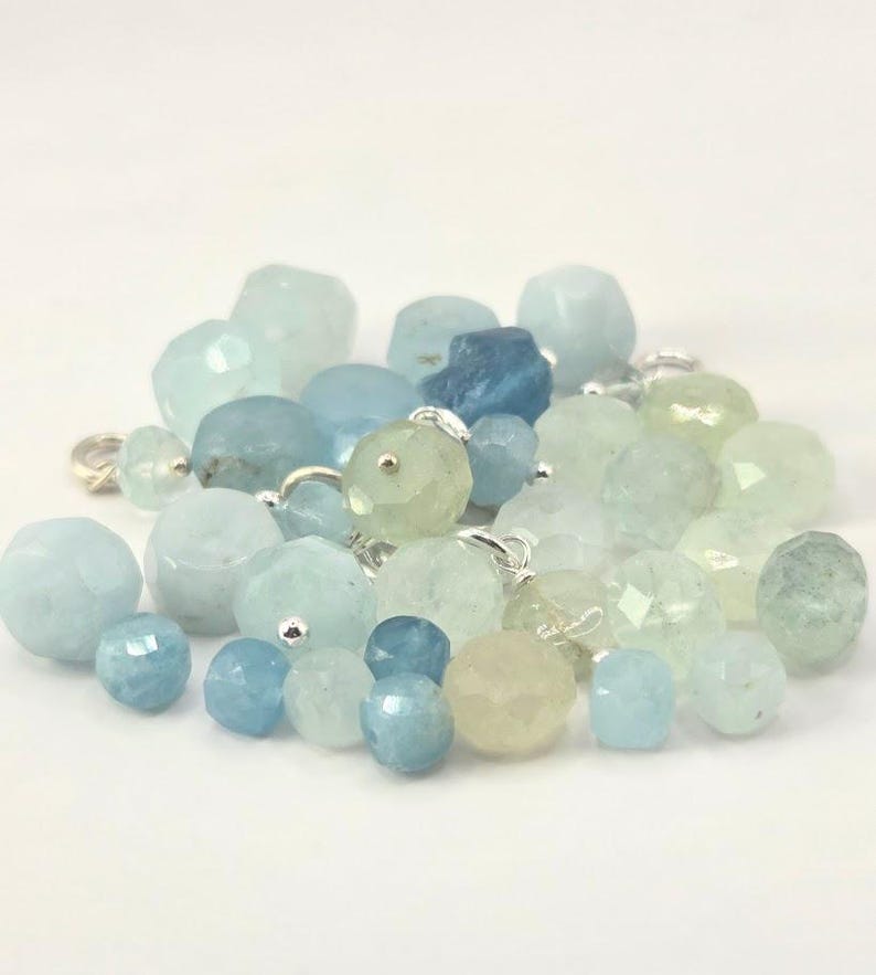 Tiny Aquamarine - March Birthstone - Add A Charm image 1