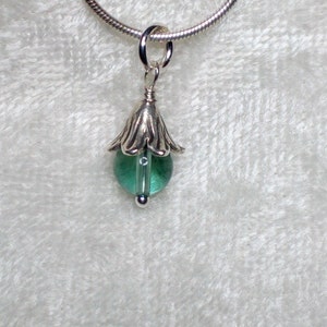 Fluorite and Fine Silver Flower Charm