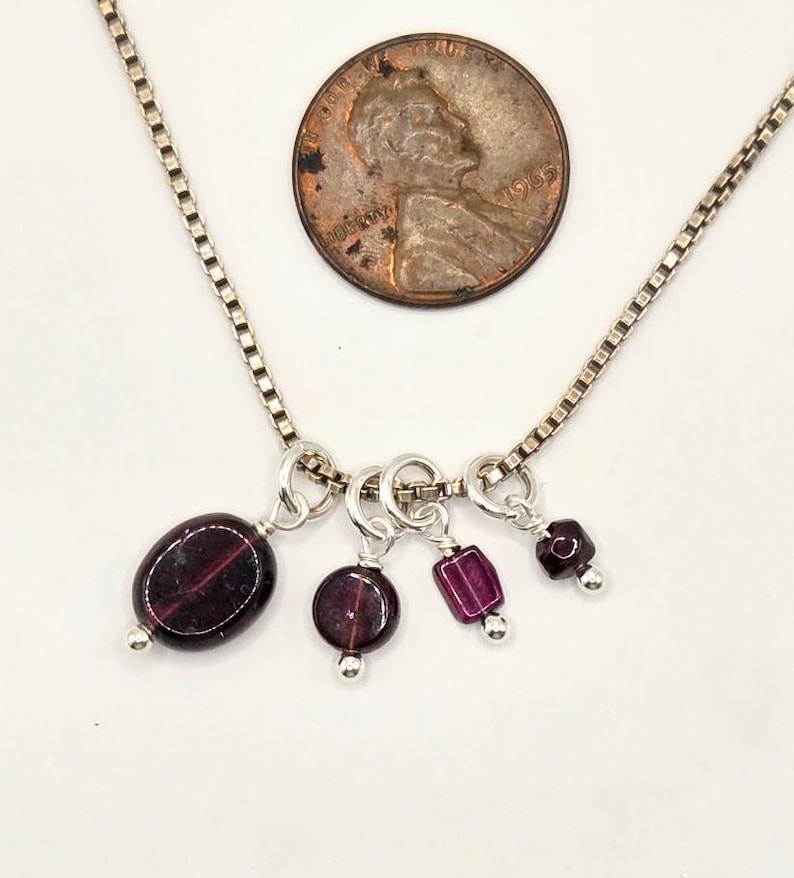 Tiny Garnet Charms - Wrapped in Sterling Silver - January Birthstone image 6