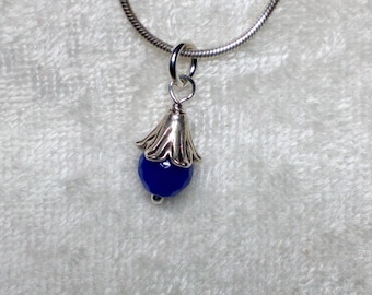Sapphire and Fine Silver Flower Charm