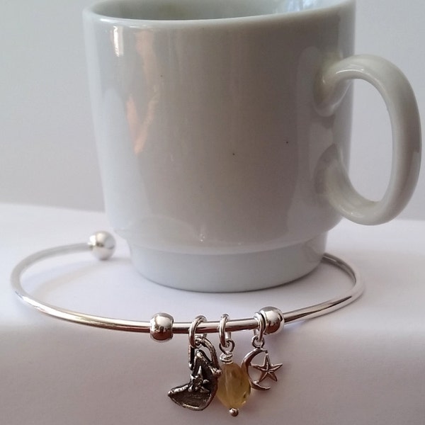 The Moon  The Stars  and Sunny Citrine - Cuff Bracelet