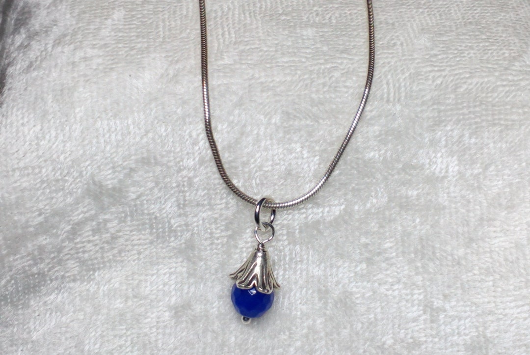 Natural Sapphire and Fine Silver Flower Charm Necklace - Etsy
