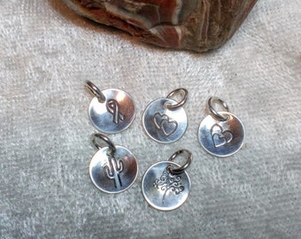 NEW Add A Charm: Hand Stamped Design, Sterling Silver 9mm Disc